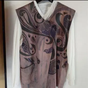 구루메 카스리 빈티지 원단 네이비 나염 카스리 면 베스트 지레