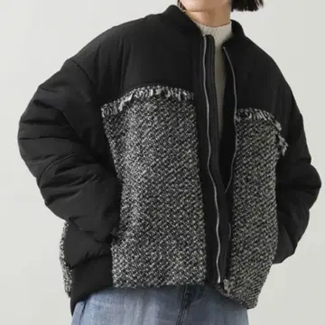 톰베르 뒤 시엘/충전솜 트위드 도킹 코트/블랙 블랙/S