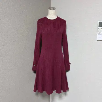 미슈마슈 비쥬 리브 니트 플레어 원피스 보르도