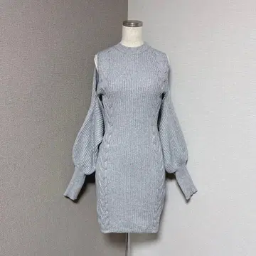 리젝시 니트 원피스 가디건 레이어드 스타일 그레이