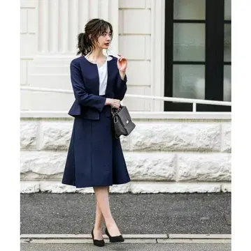 XL 빅 사이즈 원피스 셋업 페플럼 자켓 네이비