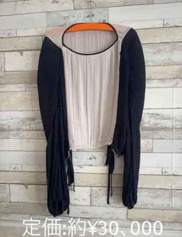 미사용 Restyle 플리츠 바이컬러 블라우스