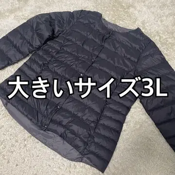 빅 사이즈 3L 라이트 다운 자켓 노카라 블랙