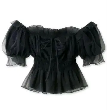 snidel 개더 프릴 오프숄더 블라우스 네이비