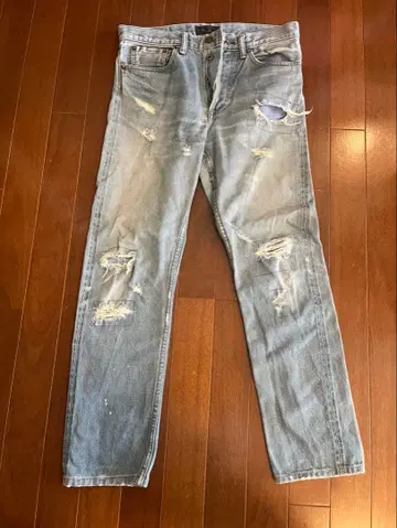 투모로우랜드 데님 청바지 30 화이트 귀 셀비지 데미지 가공