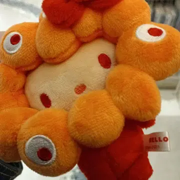 헬로키티 봉제 인형 키링 오렌지