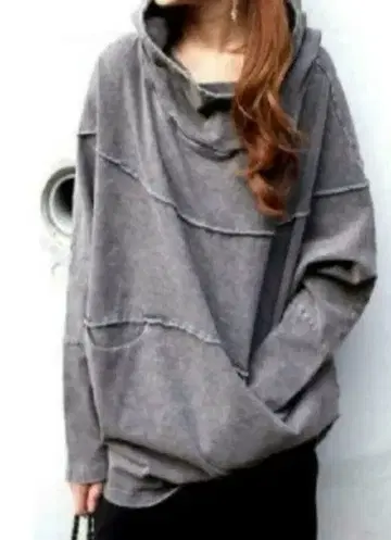 안티카 빈티지 그레이 데님풍 후드티