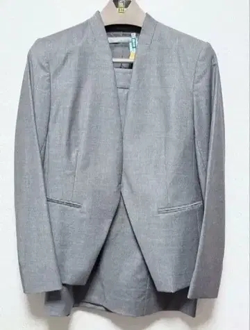 theory luxe 띠어리 럭스 노카라 자켓 수트 그레이