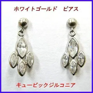 K14 화이트 골드 큐빅 지르코니아 귀걸이