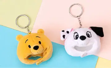 푸우와 강아지 봉제 인형 키링 디즈니 팬캡