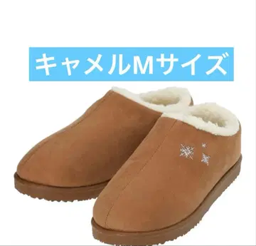 사만사 모스모스 눈꽃 패턴 자수 무스탕 신발 카멜 M 사이즈