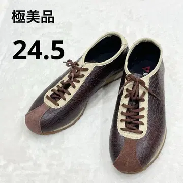 르꼬끄 스포르티브 레더 스니커즈 브라운 가죽 엠보 24cm 천연 가죽