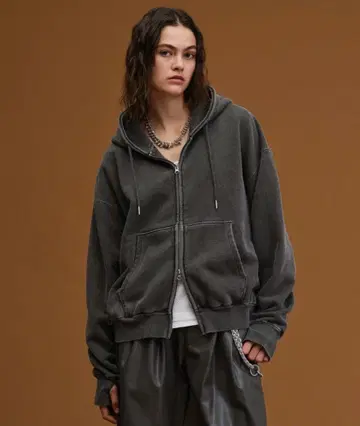 soerte 차콜 그레이 짧은 기장 풀 집업 후드티 사이즈 2