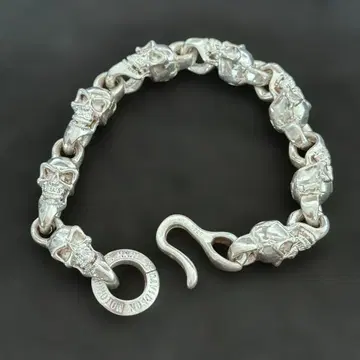 중후한 느낌 80s 스컬 팔찌 빈티지 실버 925