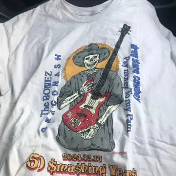 the bonez 스켈레톤 기타 T셔츠 XL