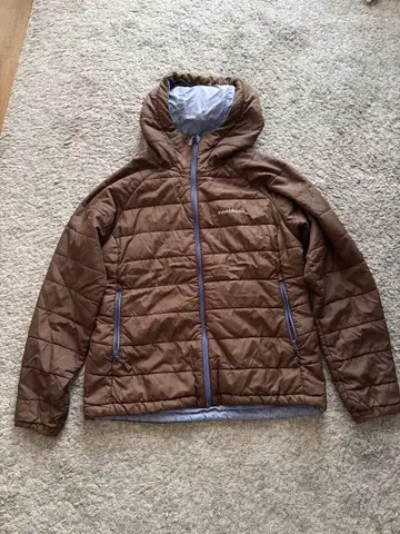 montbell 몽벨 리버서블 후드 충전솜 다운 자켓 브라운 블루 M