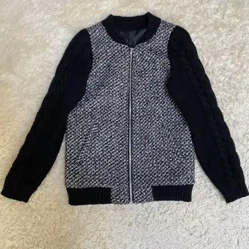 트위드 디자인 집업 점퍼