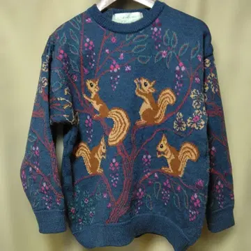 Aston of England 다람쥐 패턴 스웨터 영국 vintage
