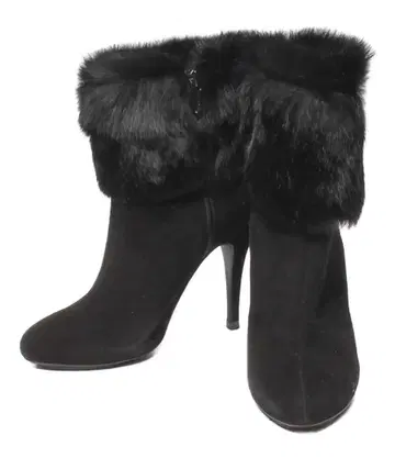 다이애나 숏부츠 퍼 블랙 스웨이드 여성용 24사이즈