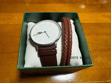 LACOSTE 브라운 가죽 시계 세트