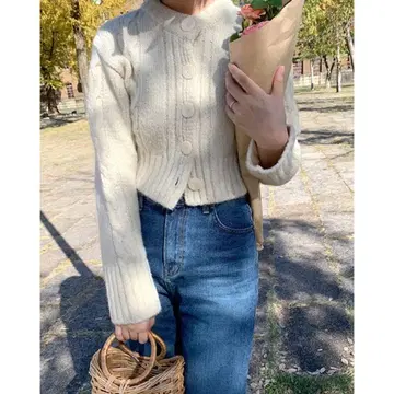 NUGU plain 케이블 니트 가디건