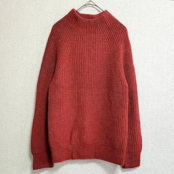 무인양품 MUJI 니트 스웨터 울 혼방 모크넥 긴팔 빨간색 M