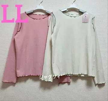 시마무라 ayano 리브 메로우 T셔츠 LL 핑크 그린