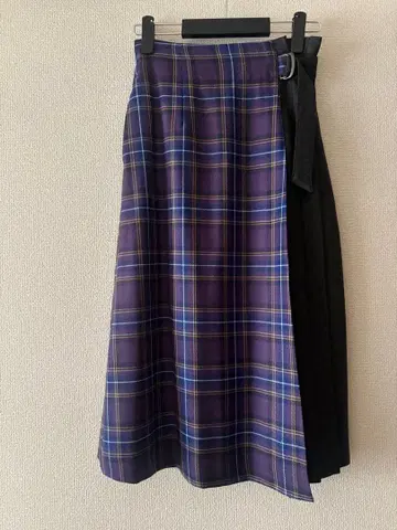 호보니치/퍼플 체크 플리츠 스커트