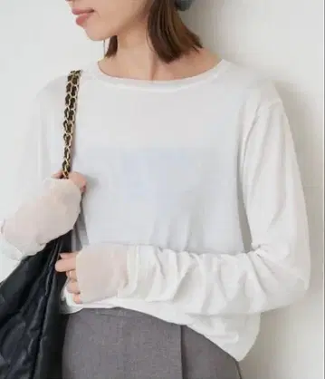 SLOBE IENA 레이어드 슬리브 롱 TEE 화이트