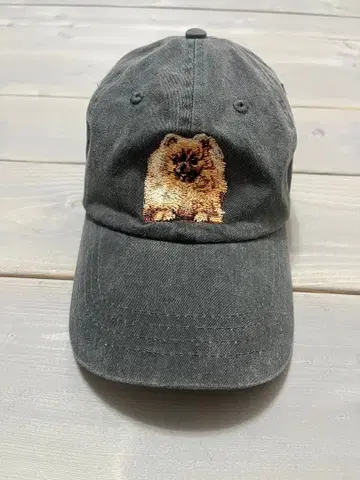 자수 개 디자인 그레이 야구 모자 포메라니안
