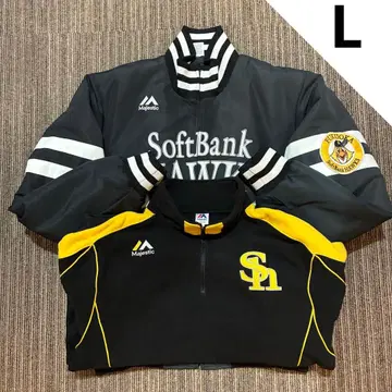 마제스틱 후쿠오카 소프트뱅크 호크스 바시티 자켓 플리스 새상품급 세트 L