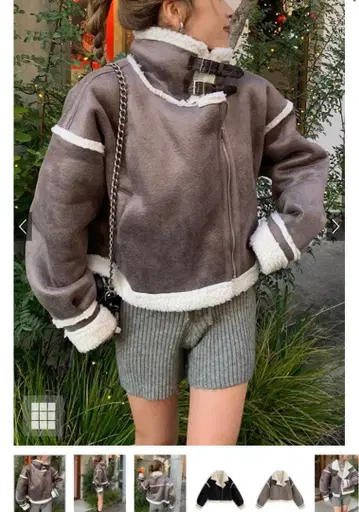 페이스 무스탕 라이더 자켓