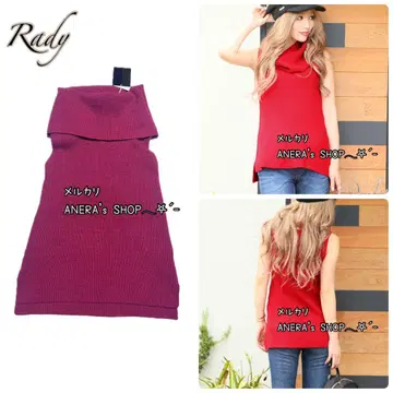 택 포함 Rady 넉넉한 터틀넥 상의 RED 빨간색 레이디 정품