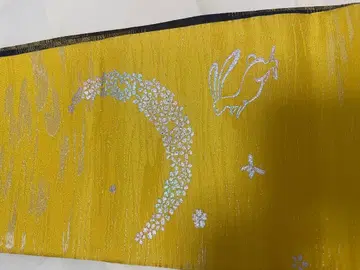 반폭 오비 토끼 패턴 옐로우 컬러