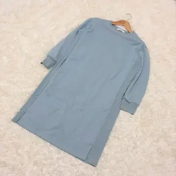 MAYSON GREY 맨투맨 롱 원피스 더스티 블루 사이드 슬릿