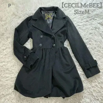 세실 맥비 코트 벌룬 걸리시 더블 브레스트 네이비