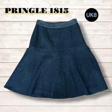 새상품급 PRINGLE 1815 데님 플레어 스커트 UK8 고급 실루엣