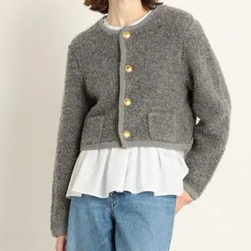 [ 미사용 새상품 ] MACPHEE 무스탕 크루넥 가디건