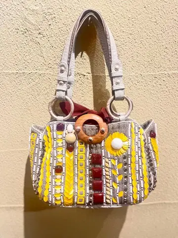 [새상품급] 자망 퓨에슈 비즈 비쥬 자수 장식 핸드백