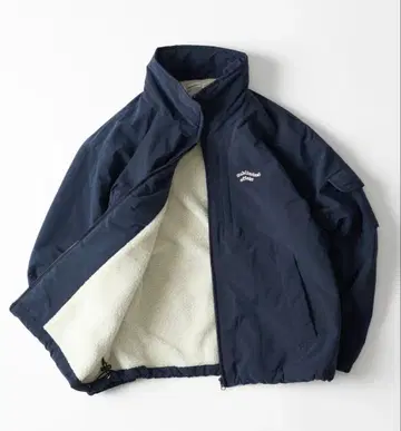 Adoon plain 스탠드 넥 보아 안감 충전솜 블루종