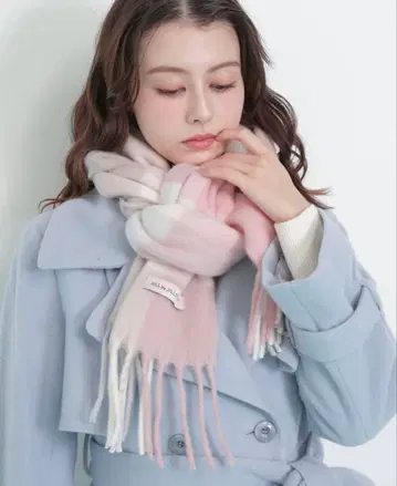 질 바이 질 스튜어트 블록 체크 스톨 머플러 핑크