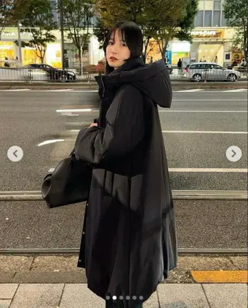 CLANE BALLOON HOODIE LONG DOWN COAT 블랙