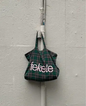 fekete 로고 체크 빅 토트백