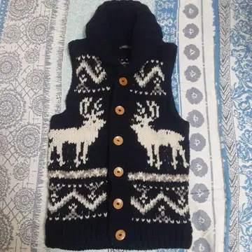 MARK STORE 페루제 니트 베스트 울 100% 대나무 단추