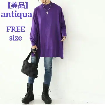 [ 새상품급 ] antiqua 안티카 오버 하이넥 니트 퍼플