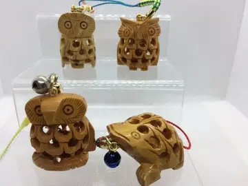 목조 시스루 올빼미 개구리 개운 복 행운 족쇄 4개 세트 익명 배송