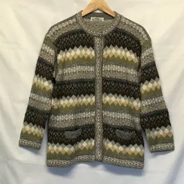 페루산 구제 의류 INCAREAL 알파카 가디건 올 패턴