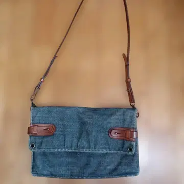 SACCO 데님 숄더백 가죽 포함