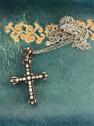 다이아몬드 크로스 목걸이 로사리오 실버 925