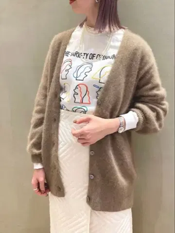 Ray Beams 라쿤 가디건 모카 브라운 복슬복슬